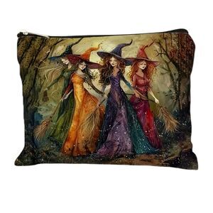 Colorful Witch-Themed Cosmetics Bag‎